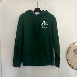 Forest Green Sweatshirt with Ribbed Cuffs and Hood